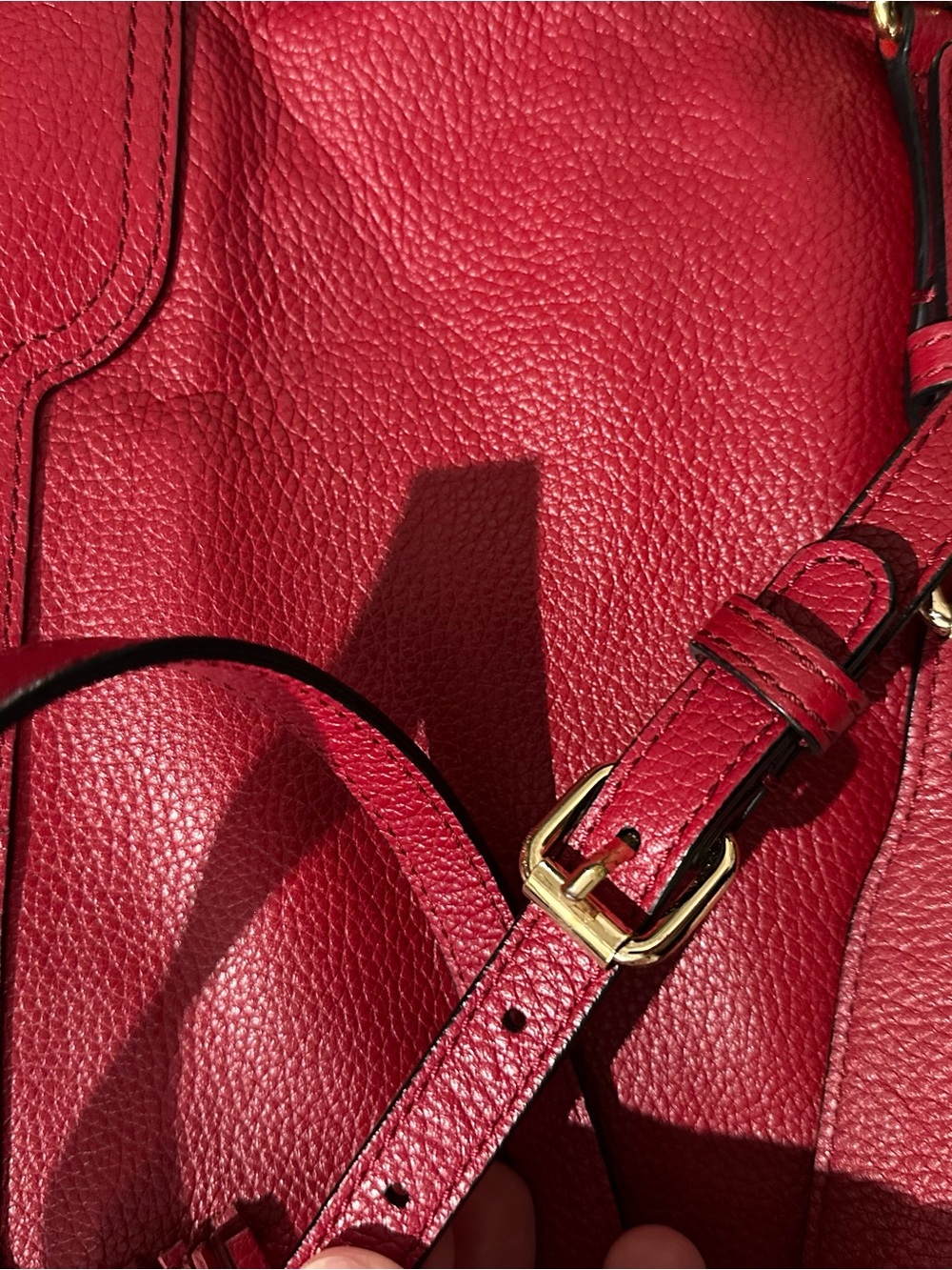Banana Republic Red Leather Crossbody Convertible Bag Tassel Gold Statement Bag - Picture 14 of 16
